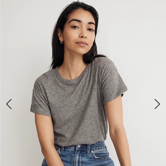 NWT Madewell Whisper Cotton Rib-Crewneck Tee,
Heather Iron, Small - Picture 3 of 9